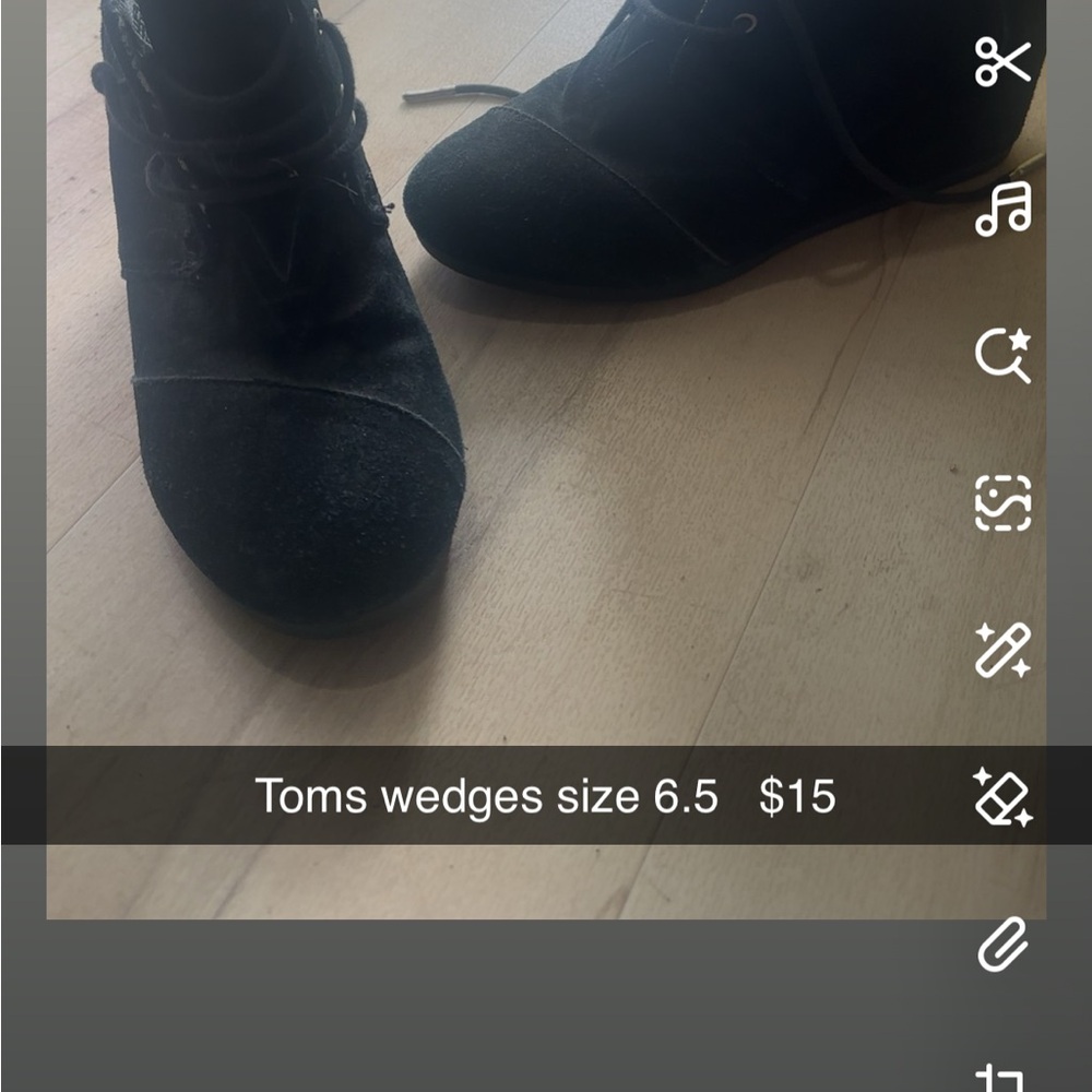 Toms Black Suede Wedges